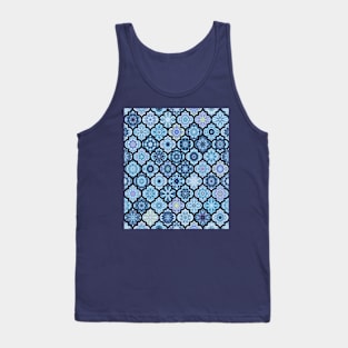 Moroccan Tile Pattern Blue Tank Top